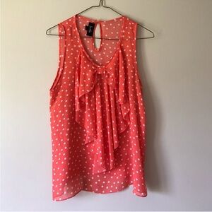 Coral Polka Dot Tank Top w/Bow